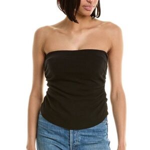 Michael Stars Alexis Tube Top Black Medium Ruched Strapless Sleeveless